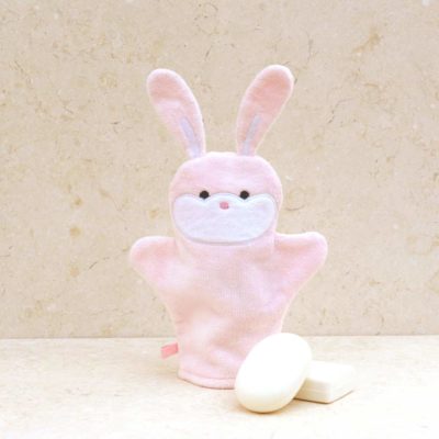 Pink Bunny Baby Bath Mitt