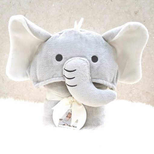 Grey Elephant Hooded Baby Towel
