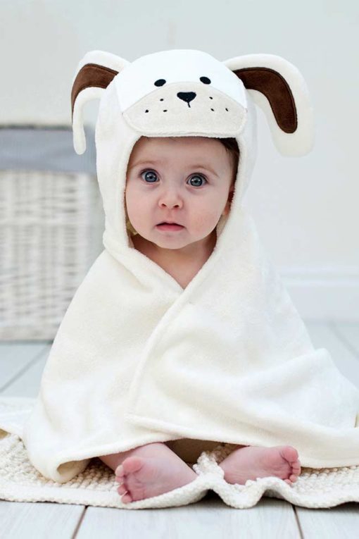 White Puppy Hooded Baby Towel