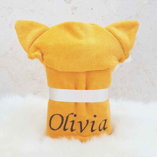 Personalised Freddie Fox Cub Baby Bath Towel