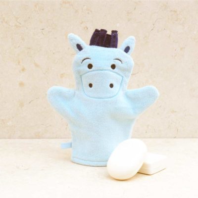 Blue Pony Baby Bath Mitt