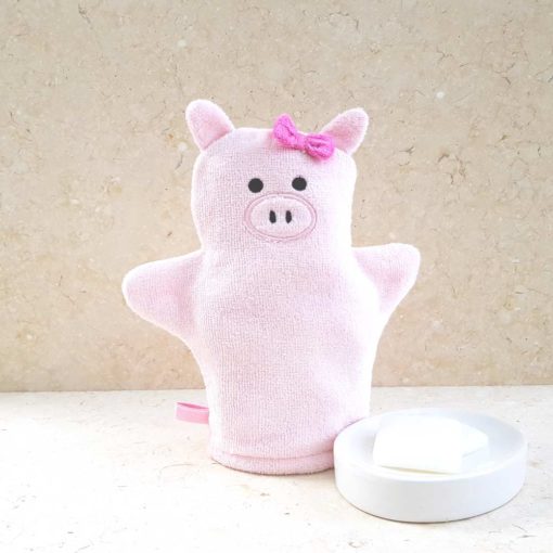 Pink Piggy Baby Bath Mitt