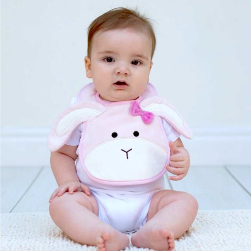 Pink Bunny Baby Bib