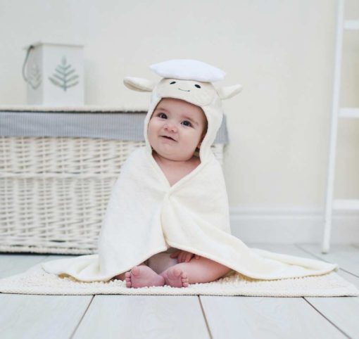 White Lamb Hooded Baby Towel