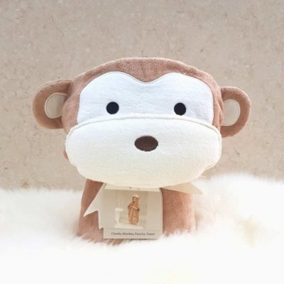 Brown Monkey Hooded Children Towel Poncho