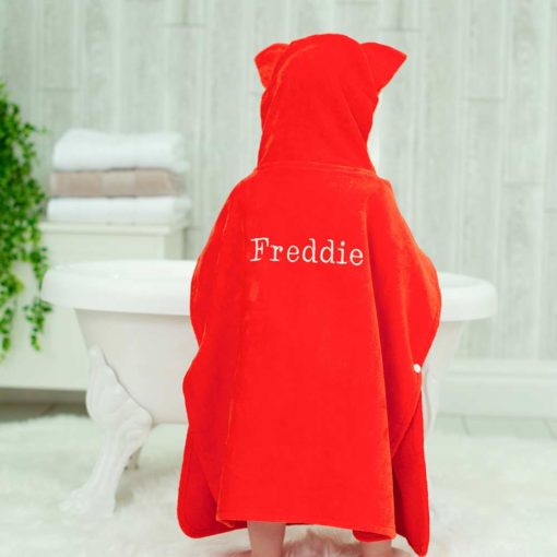Red Fox Hooded Children Poncho Towel