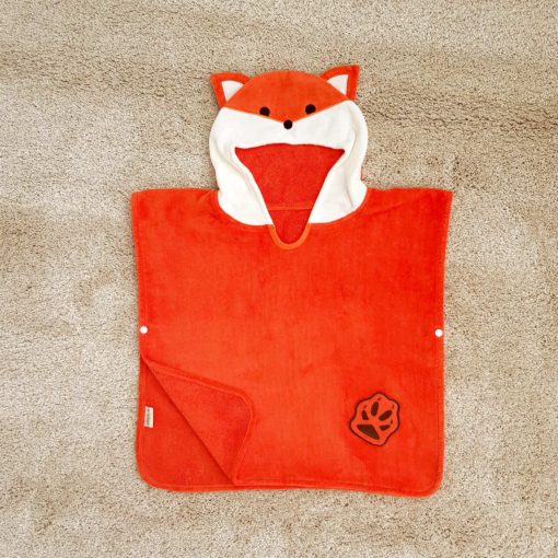 Red Fox Hooded Children Towel Poncho