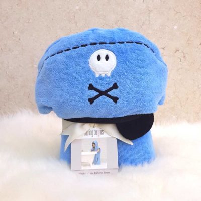 Blue Playful Pirate Hooded Children Poncho Towel