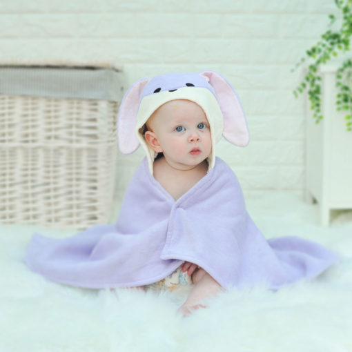 Personalised Lavender Bunny Baby Towel