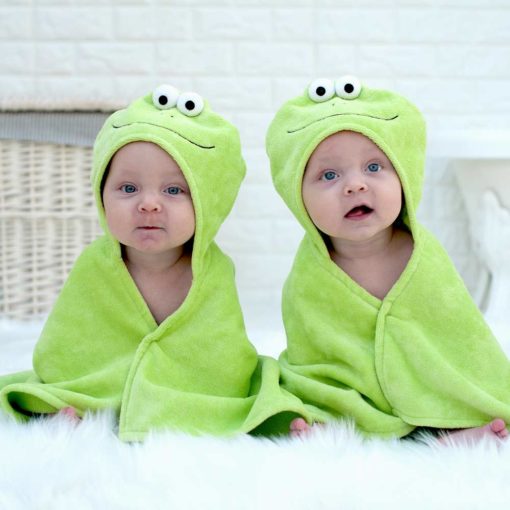 Personalised Bubbles the Frog baby towel