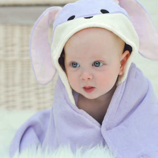 Personalised Lavender Bunny Baby Bath Towel