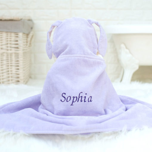 Personalised Lavender Bunny Baby Towel